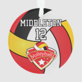 Rood, zwart, gele volleybal | DIY Text Ornament (achterkant)