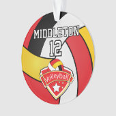 Rood, zwart, gele volleybal | DIY Text Ornament (voorkant)