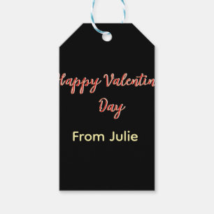 Rood zwart gelukkige Valentijnsdag van naam stijlv Cadeaulabel