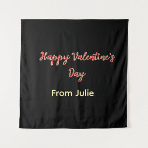 Rood zwart gelukkige Valentijnsdag van naam stijlv Wandkleed
