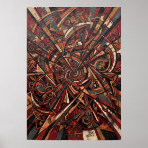 Rood Zwart Geometrisch Abstract Poster