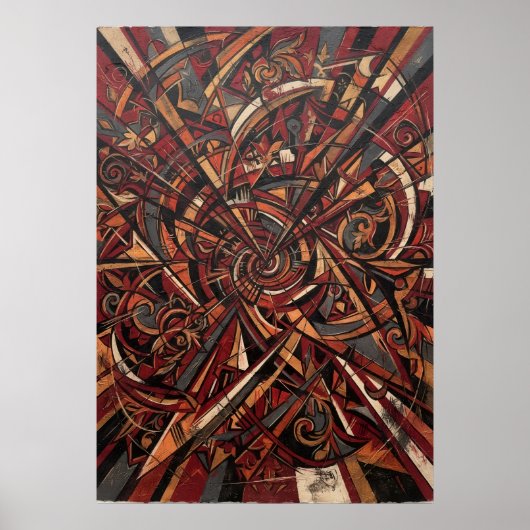 Rood Zwart Geometrisch Abstract Poster (Voorkant)