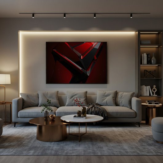 Rood Zwart Geometrisch Abstract Schervengericht Canvas Afdruk