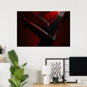 Rood Zwart Geometrisch Abstract Schervengericht Poster (Thuiskantoor)