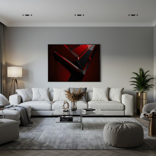 Rood Zwart Geometrisch Abstract Schervengericht Poster