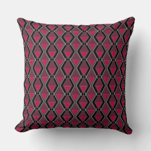 Rood zwart geometrisch art deco patroon kussen