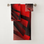 Rood & Zwart Geometrische Badhanddoek Set Bad Handdoek (Insitu)