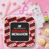 Rood & Zwart Gepersonaliseerd Afstuderen Papieren Bordje (Feest)