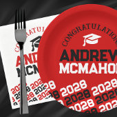 Rood & Zwart Gepersonaliseerd Graduation Party Pap Servet