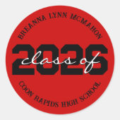 Rood & Zwart Gepersonaliseerde Afstuderen Stickers (Voorkant)