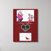 Rood Zwart Geplaagd Kerstcitaat Monogram Foto Canvas Afdruk (Voorkant)
