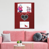 Rood Zwart Geplaagd Kerstcitaat Monogram Foto Canvas Afdruk (Insitu (Woonkamer))