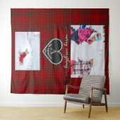 Rood Zwart Geplaagd Kerstcitaat Monogram Foto Wandkleed (In Situ (horizontaal))