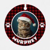 Rood & Zwart Geplaagd Kerstmis Custom Pet Metalen Ornament (Voorkant)