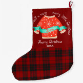 Rood Zwart Geplaid Lelijk Sweater Leuk Vrolijk Ker Grote Kerstsok (Achterkant)