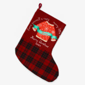 Rood Zwart Geplaid Lelijk Sweater Leuk Vrolijk Ker Grote Kerstsok (Voorkant (Hangend))