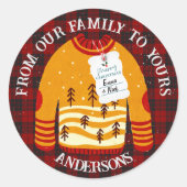 Rood Zwart Geplaid Lelijk Sweater Leuk Vrolijk Ker Ronde Sticker (Voorkant)