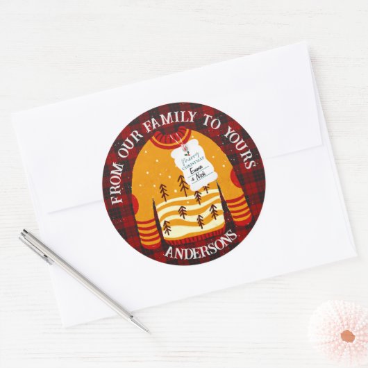 Rood Zwart Geplaid Lelijk Sweater Leuk Vrolijk Ker Ronde Sticker (Envelop)