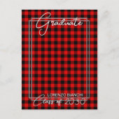Rood zwart-geplakt Afstuderen aankondiging Briefkaart (Voorkant)