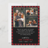 Rood & Zwart Geplakt Familiefoto Kerstmis Feestdagenkaart (Achterkant)