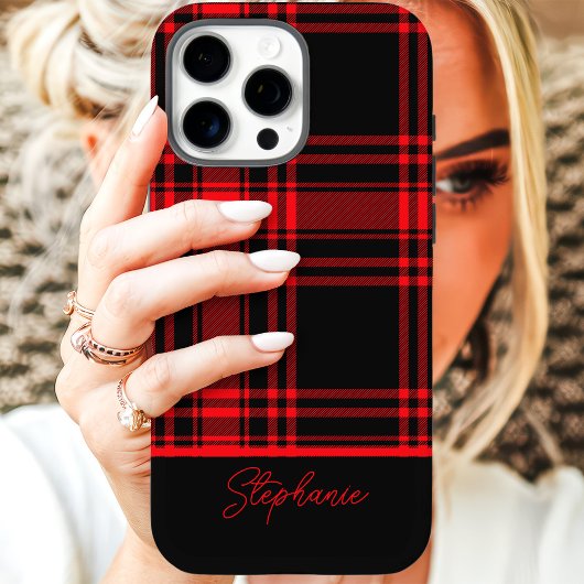 Rood Zwart Geruit Aangepaste Naam Case-Mate iPhone Case