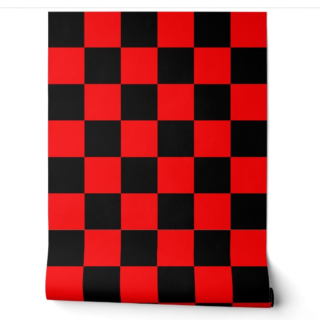 Rood Zwart Geruit Check Wall Decor Behang (Afrollen)