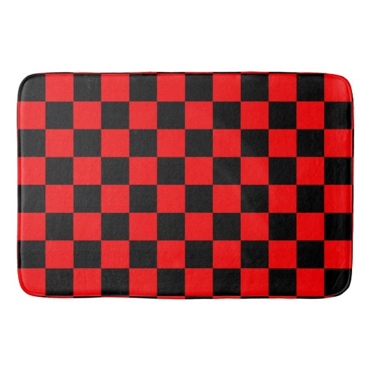 Rood zwart geruit controlepatroon badmat (Voorkant)