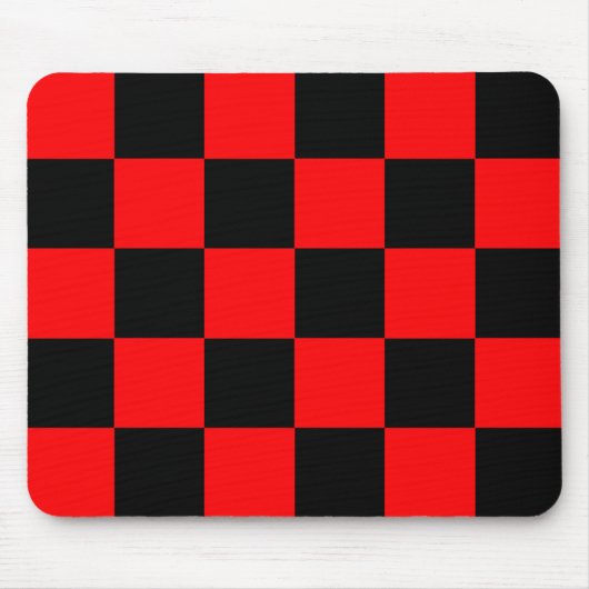 Rood zwart geruit controlepatroon muismat (Voorkant)