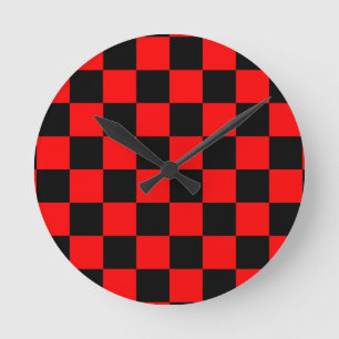Rood zwart geruit controlepatroon ronde klok