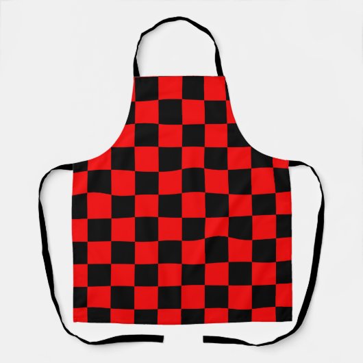 Rood zwart geruit controlepatroon schort (Voorkant)