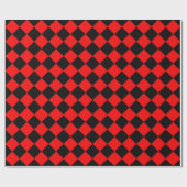 Rood Zwart Geruit Diamant Patroon Cadeaupapier (Vlak)