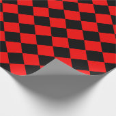 Rood Zwart Geruit Diamant Patroon Cadeaupapier (Hoek)
