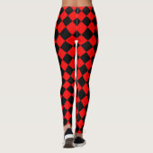 Rood Zwart Geruit Diamant Patroon Leggings (Achterkant)