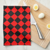 Rood Zwart Geruit Diamant Patroon Theedoek (Quarter Fold)