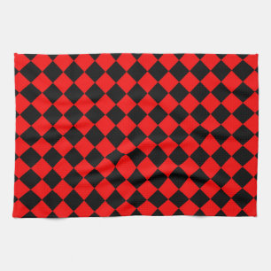 Rood Zwart Geruit Diamant Patroon Theedoek