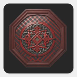 Rood & zwart geruit Keltische knoop in een frame Vierkante Sticker