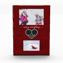 Rood zwart geruit kerstcitaat monogram foto