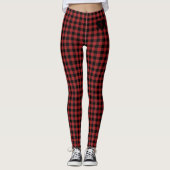 Rood zwart geruit met hart en monogram leggings (Voorkant)