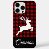 Rood & zwart geruit met rendier en eigen naam Case-Mate iPhone case (Achterkant)