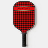 Rood-Zwart geruit Modern en Oogverblindend Pickleball Paddle (Voorkant)