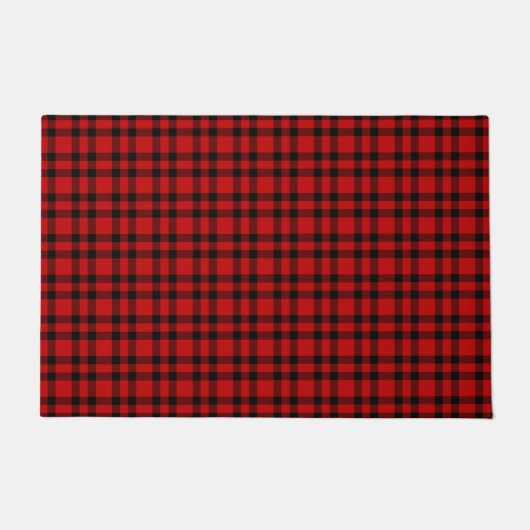 Rood zwart geruit patroon deurmat (Voorkant)
