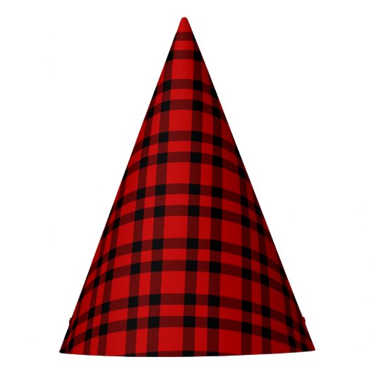 Rood zwart geruit patroon feesthoedjes (Voorkant)