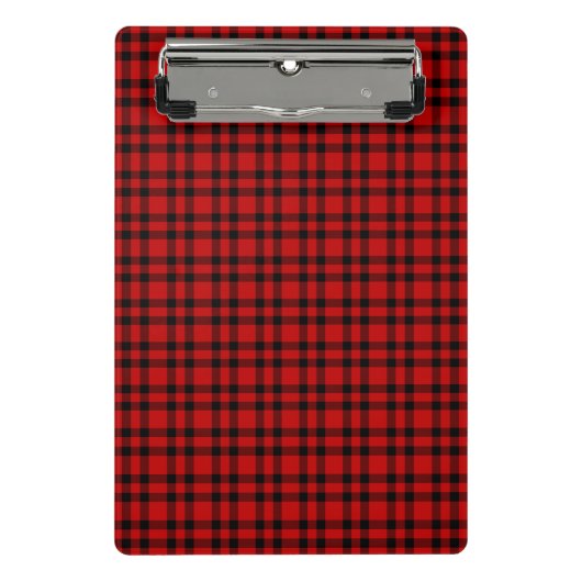 Rood zwart geruit patroon mini klembord (Voorkant)