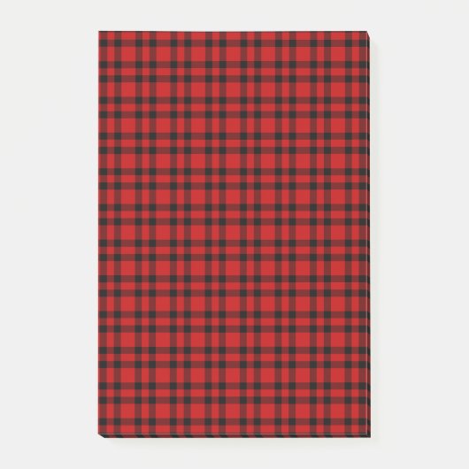 Rood zwart geruit patroon post-it® notes (Voorkant)