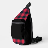 Rood zwart geruit patroon sling bag (Rechterhoek)