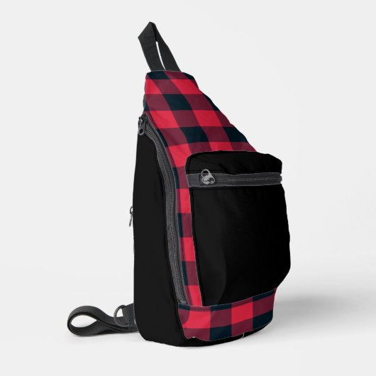Rood zwart geruit patroon sling bag (Linkerhoek)