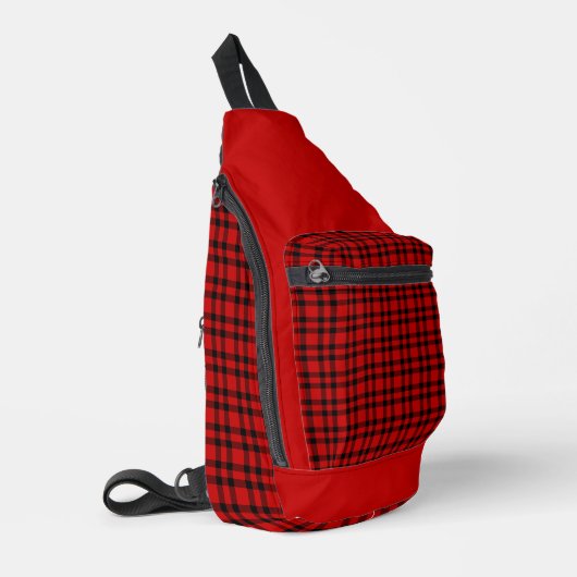 Rood zwart geruit patroon sling bag (Linkerhoek)