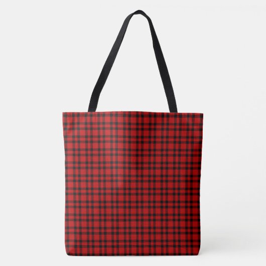 Rood zwart geruit patroon tote bag (Voorkant)