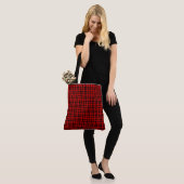 Rood zwart geruit patroon tote bag (Op model)