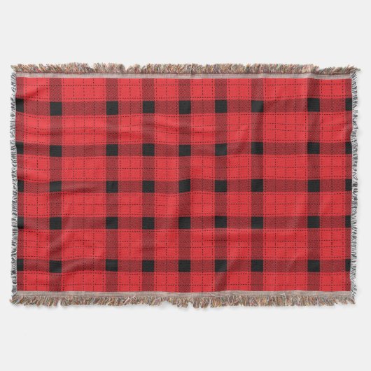 Rood zwart geruite minimalistische kerst deken (Voorkant)